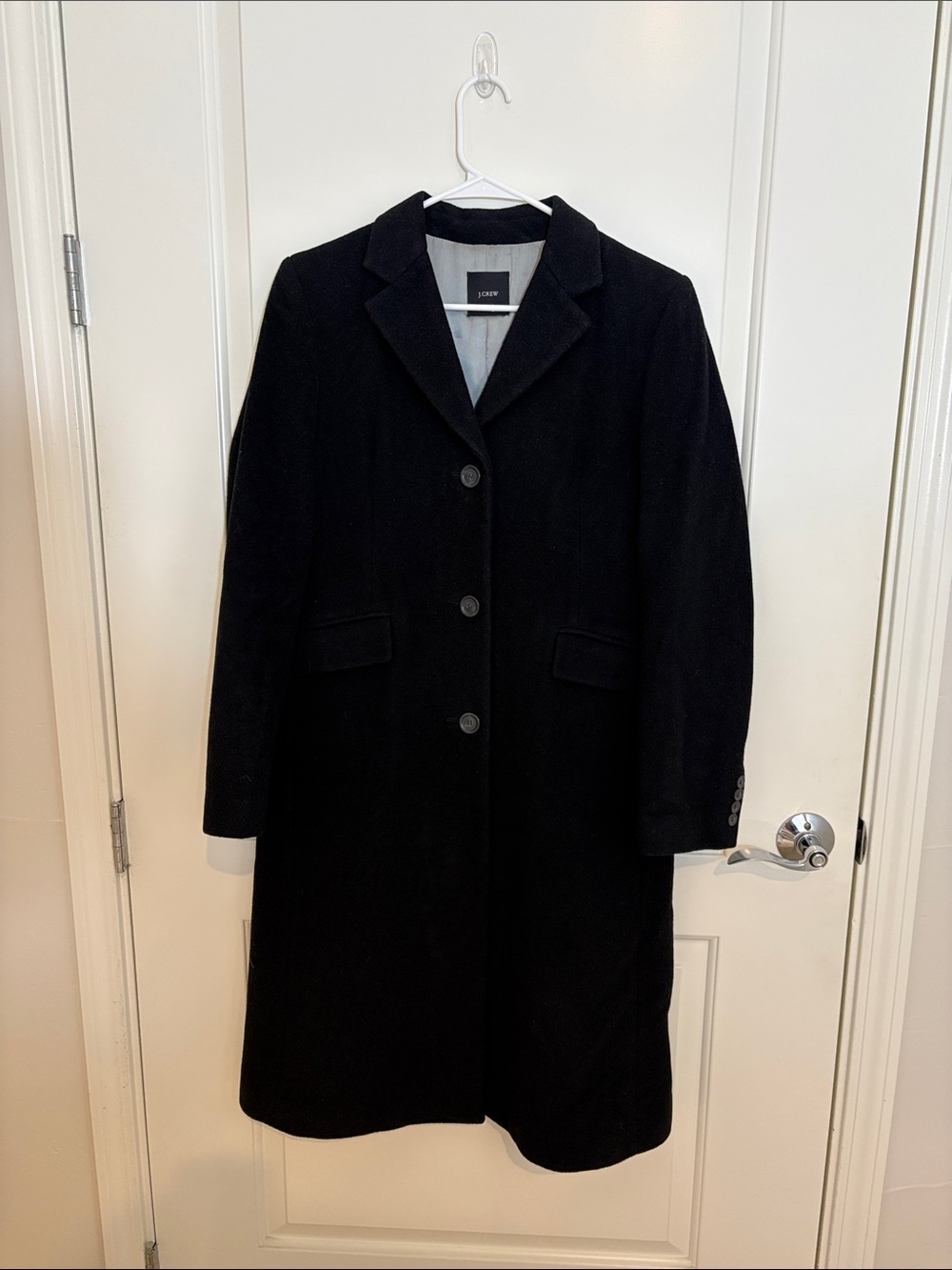 J. Crew Black Single-Breasted Wool Trench Coat